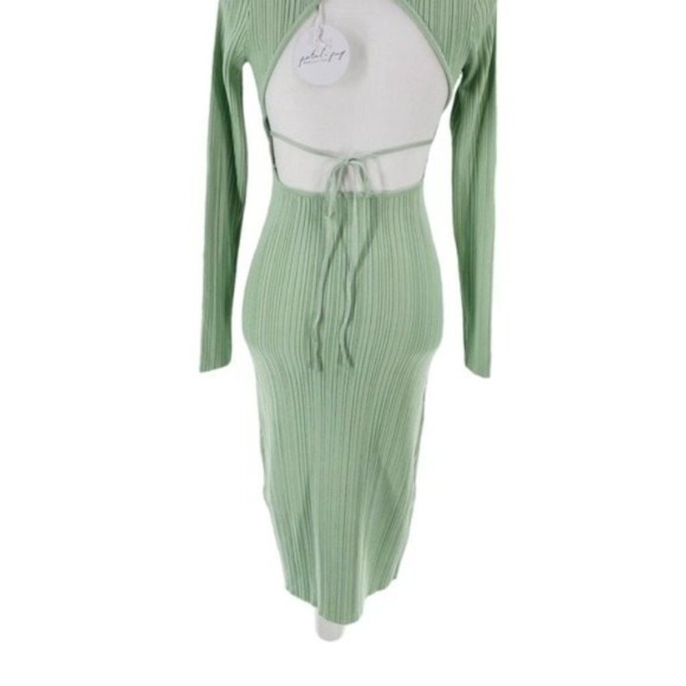 Petal & Pup NEW Milleri Knit Bodycon Open Back Dress in Sage Green Size 6 - Picture 8 of 11